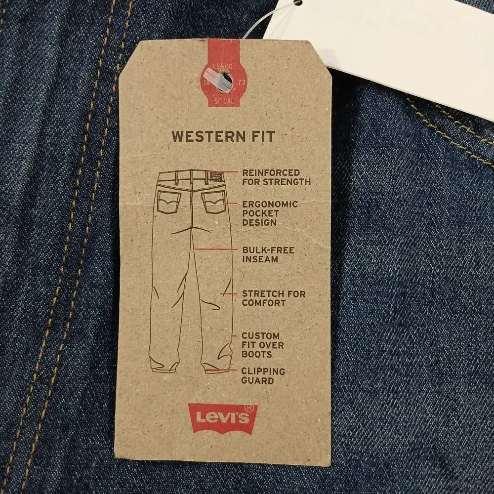 Levis Western Fit‎ Jeans Mens 44x32 Big Tall Mountain Rain Blue Bootcut